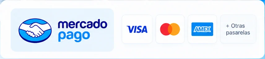 Mercado Pago, Visa, Mastercard, American Express y otras pasarelas